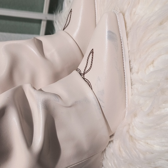 Women Fold Over Western Boots Chunky Heel Pointed Toe Cowboy Knee High Boots. - Picture 9 of 16